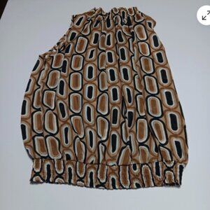 Agora Womens Medium Top Sleeveless Gathered Neck/Waist Circle‎ Print M D10